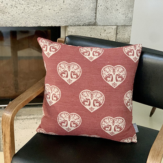 Luxury decorative cover HEART WITH DEER red A