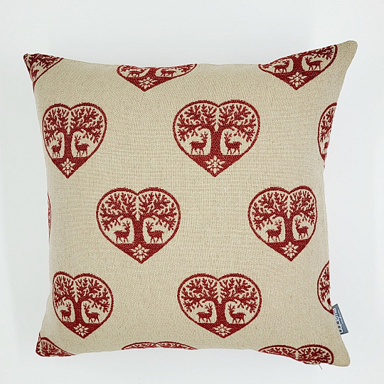 Luxury decorative cover HEART WITH DEER red B
