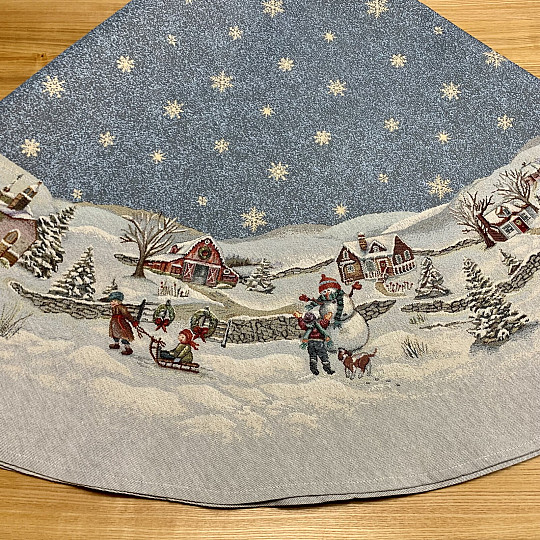 Christmas tapestry tablecloth round JOY OF CHRISTMAS