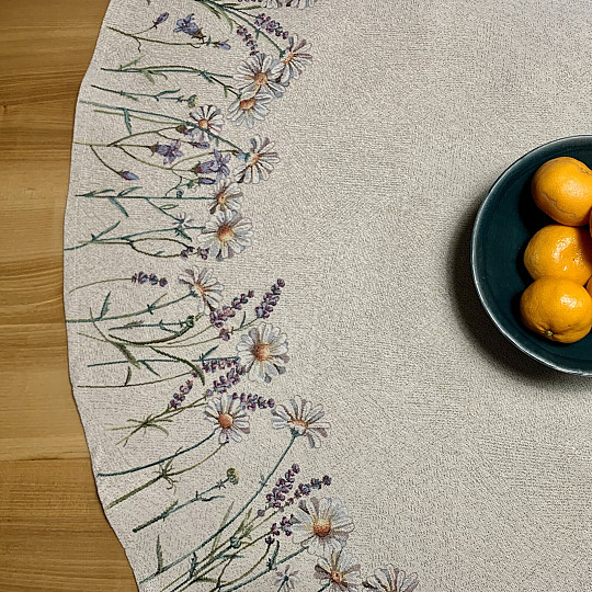 Round tapestry tablecloth SPRING CARESSES