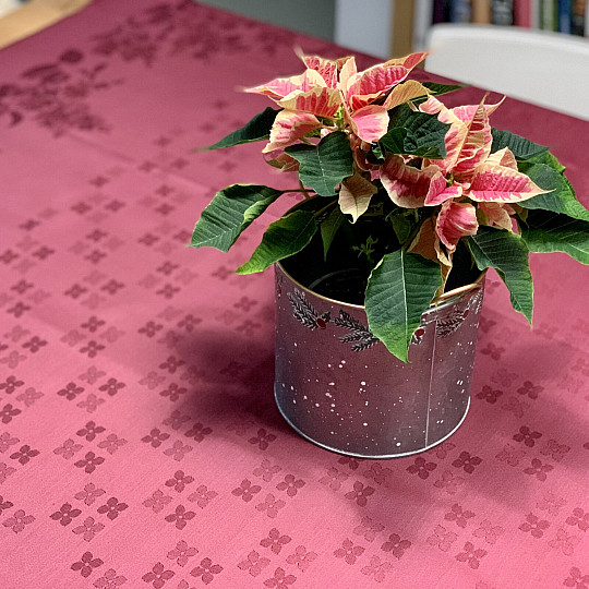 Tablecloth DAMASK flowers burgundy 120x140
