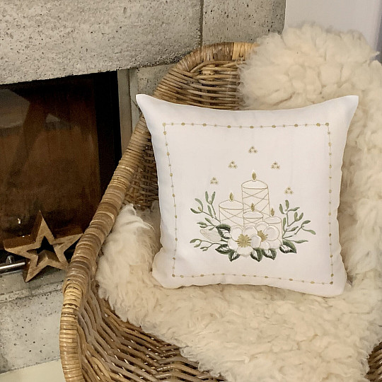 Embroidered pillowcase WHITE CANDLES