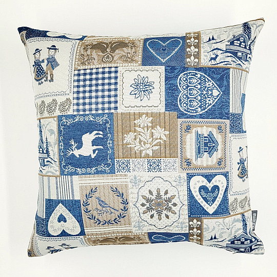Decorative pillowcase PATCHWORK HEART BLUE