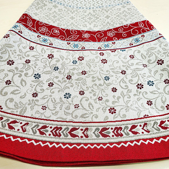 Round tapestry tablecloth FLOWERS IN A FRAME