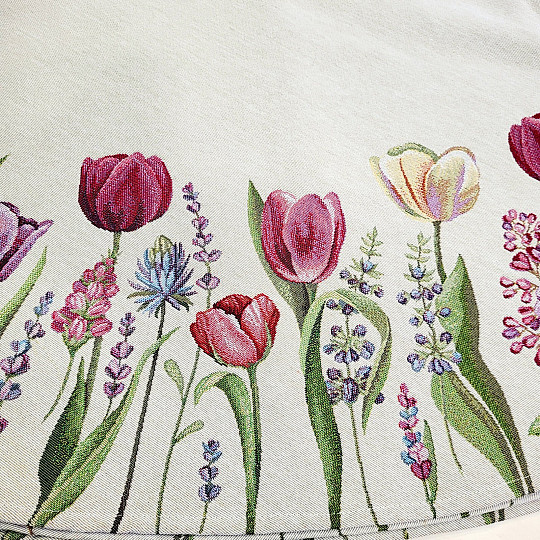 Round tapestry tablecloth TULIPS SPRING III