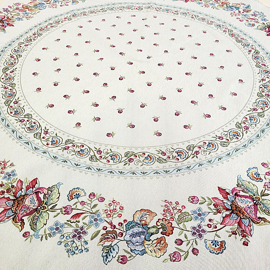 Round tapestry tablecloth PAINTED FLOWERS