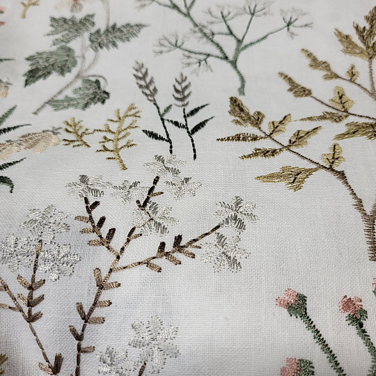 Embroidered scarf GINGER WHITE