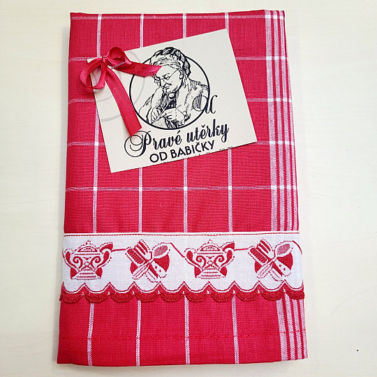 GRANDMOTHER'S RED TOWELS WITH A KEET