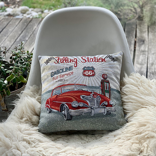 Tapestry pillowcase FILLING STATION ROUTE 66