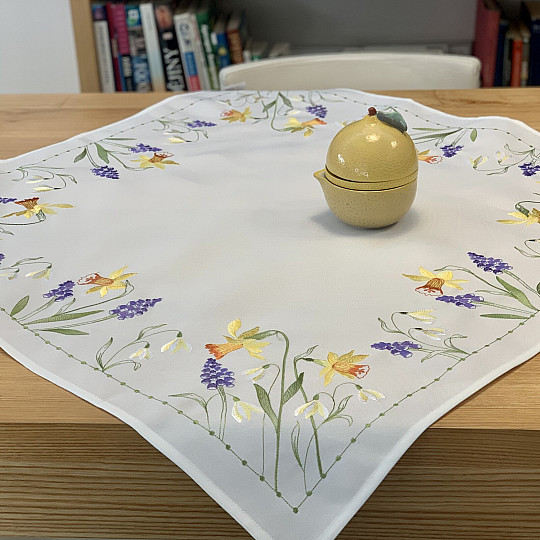 Embroidered tablecloth and scarf NARCISSIS AND SNOW DAUGHTER