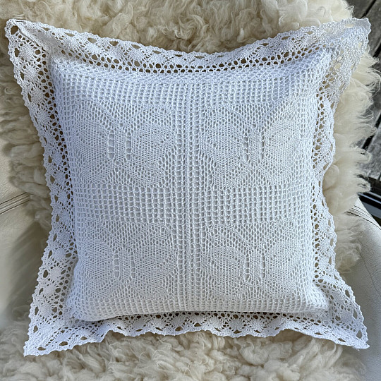 Decorative pillowcase LACE BUTTERFLY white