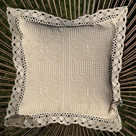 Decorative pillowcase LACE BUTTERFLY beige