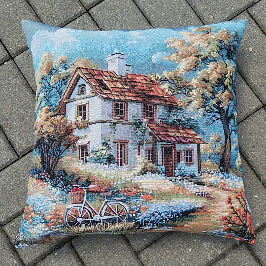 Tapestry pillowcase HOUSE AND BIKE