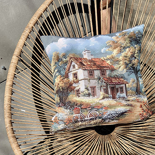 Tapestry pillowcase HOUSE AND BIKE