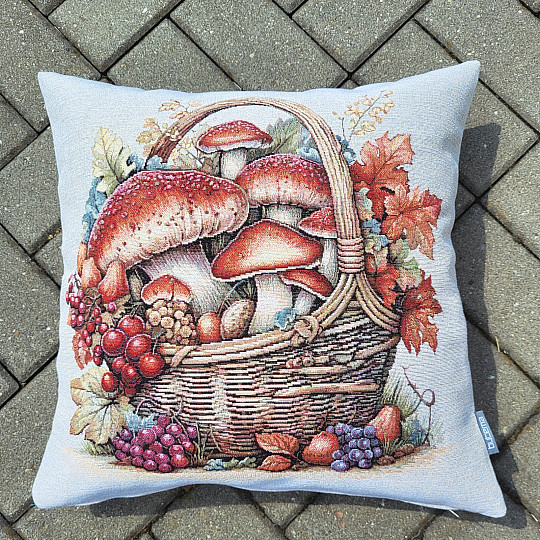 Tapestry pillowcase MUSHROOMS IN THE CART