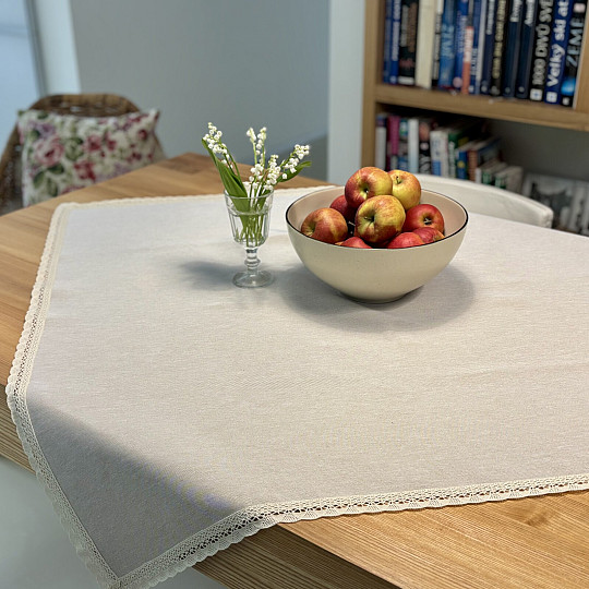 Tapestry tablecloth and scarf NATUR WITH LACE