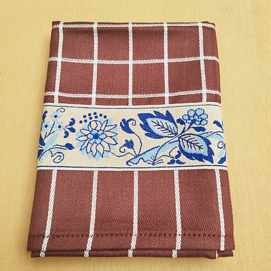 GRANDMOTHER'S BROWN TOWELS WITH BLUE FLOWERS