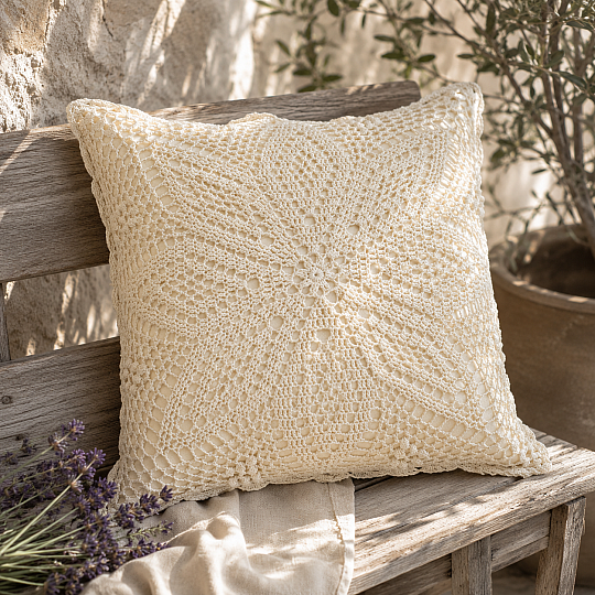 Lace decorative cover FLOWER beige