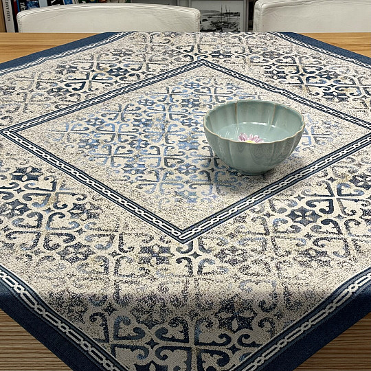 Tapestry tablecloth and scarf BLUE ORNAMENT