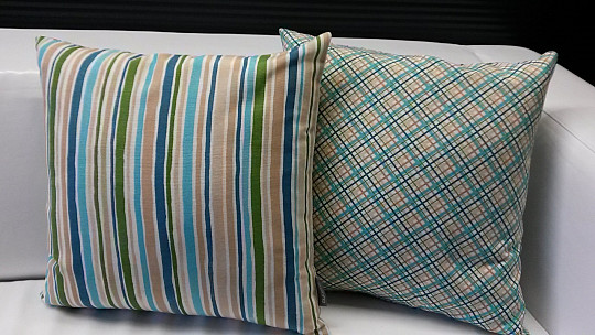 Decorative cushion cover EUGEN STRIP turquoise-brown