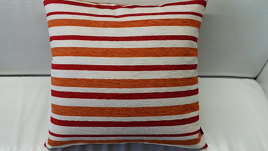 Decorative cushion cover PEKING stripes red-orange