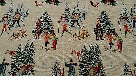 Tapestry tablecloth, scarf SKIERS