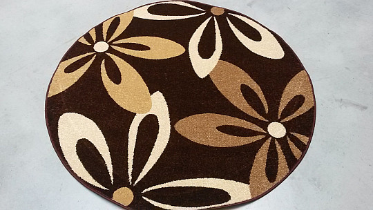 Round carpet KARMEL flower brown