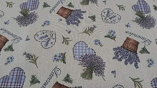 Tapestry tablecloth, Lavender scarf 1