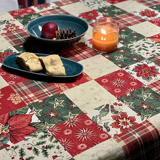 Christmas tapestry tablecloth and scarf HOLLY