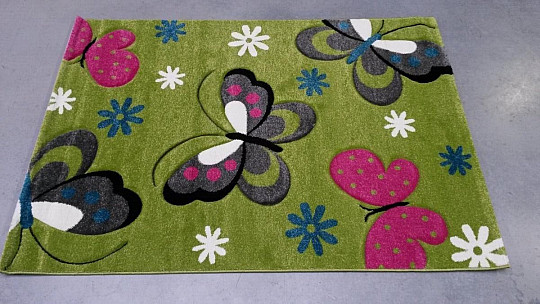 Children carpet BUTTERFLIES green
