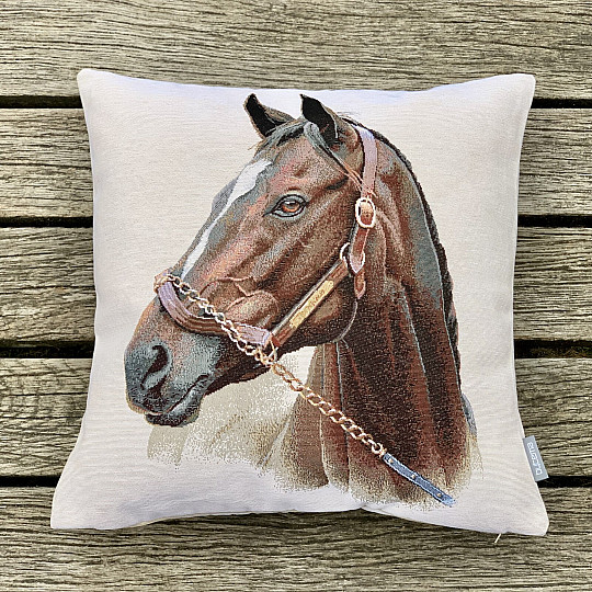 Gobelin cushion cover HORSE BROWN