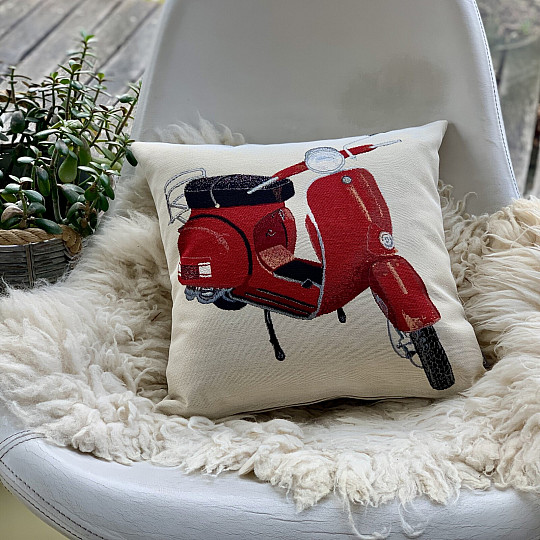 Tapestry pillow-case RED SCOOTER VESPA