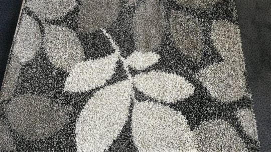 Piece carpet SHAGGY EXTRA gray leaves
