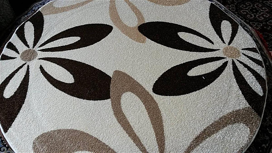 Round carpet KARMEL flower cream