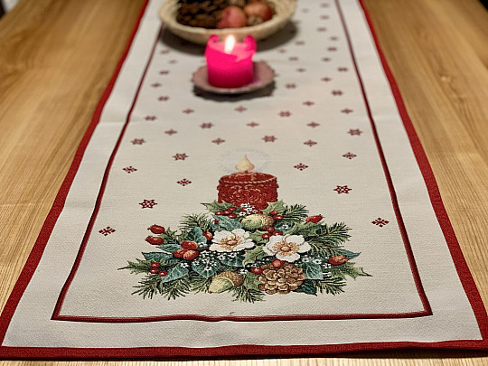 Tapestry tablecloth and scarf CHRISTMAS CANDLE
