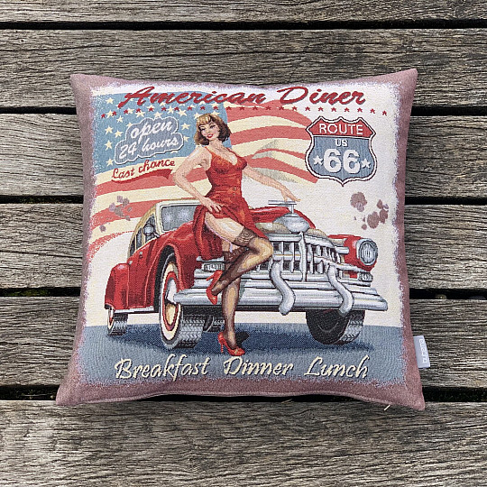 Tapestry cushion cover AMERICAN DINER ROUTE 66