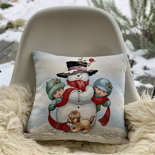 Christmas tapestry SNOWMAN WITH CHILDREN