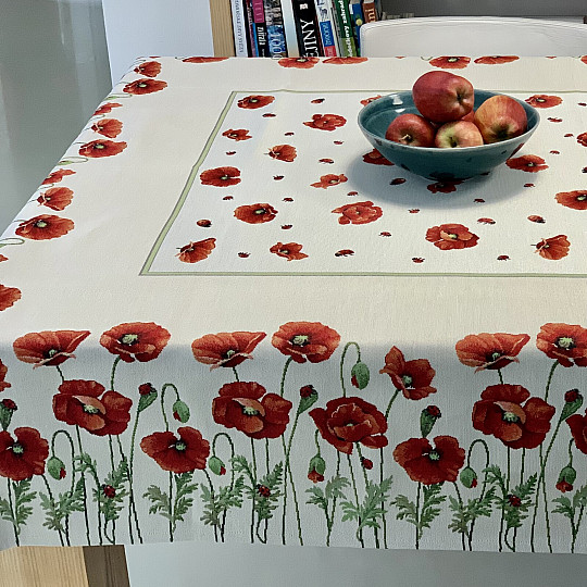 Tapestry tablecloth and scarf POPPIES