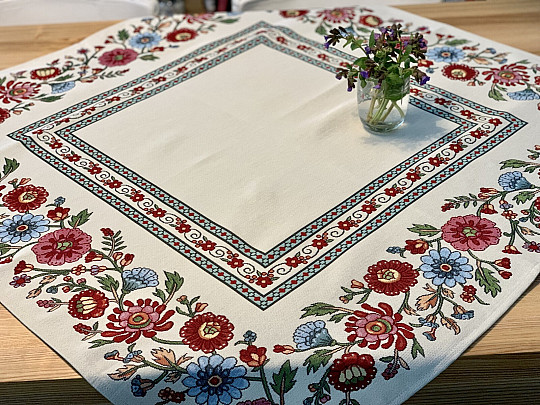 Tapestry tablecloth, scarf PAINTED FLOWERS