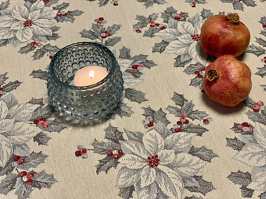 Tapestry tablecloth, scarf CHRISTMAS STAR SILVER