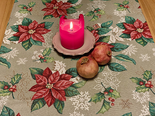 Tapestry tablecloth, scarf RED CHRISTMAS STAR
