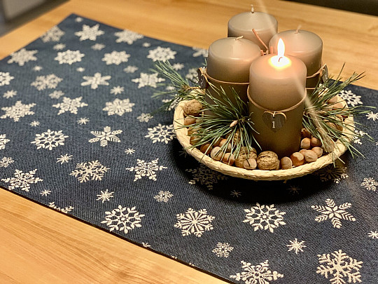 Tapestry tablecloth and scarf BLUE FLAG