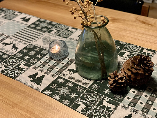 Tapestry tablecloth, scarf DEER GREEN