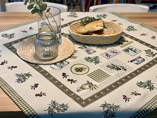 Tapestry tablecloth, OLIVE scarf