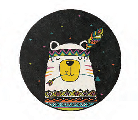 Children's round carpet PLAY bear
