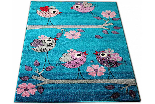Children's rug BELLA BIRDS turquoise