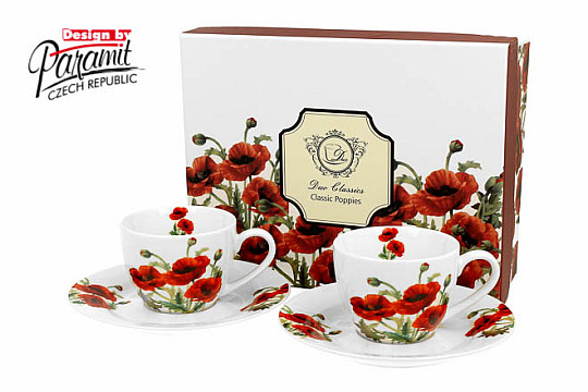 Classic poppies cup and saucer set 90 ml