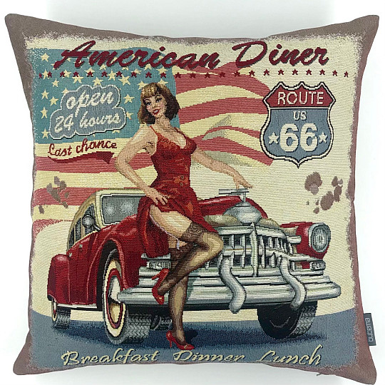 Tapestry cushion cover AMERICAN DINER ROUTE 66
