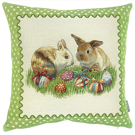Tapestry cover for Easter bunnies pillow