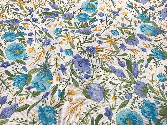 Tablecloth - CLARA blue flowers
